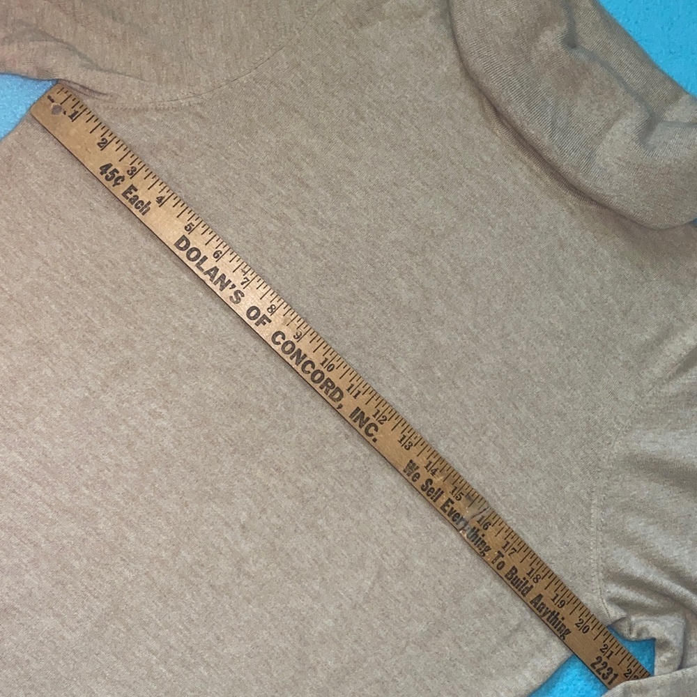 LAND’S END cashmere turtleneck long sleeve classic sweater tan FLAWED size L - Picture 6 of 11